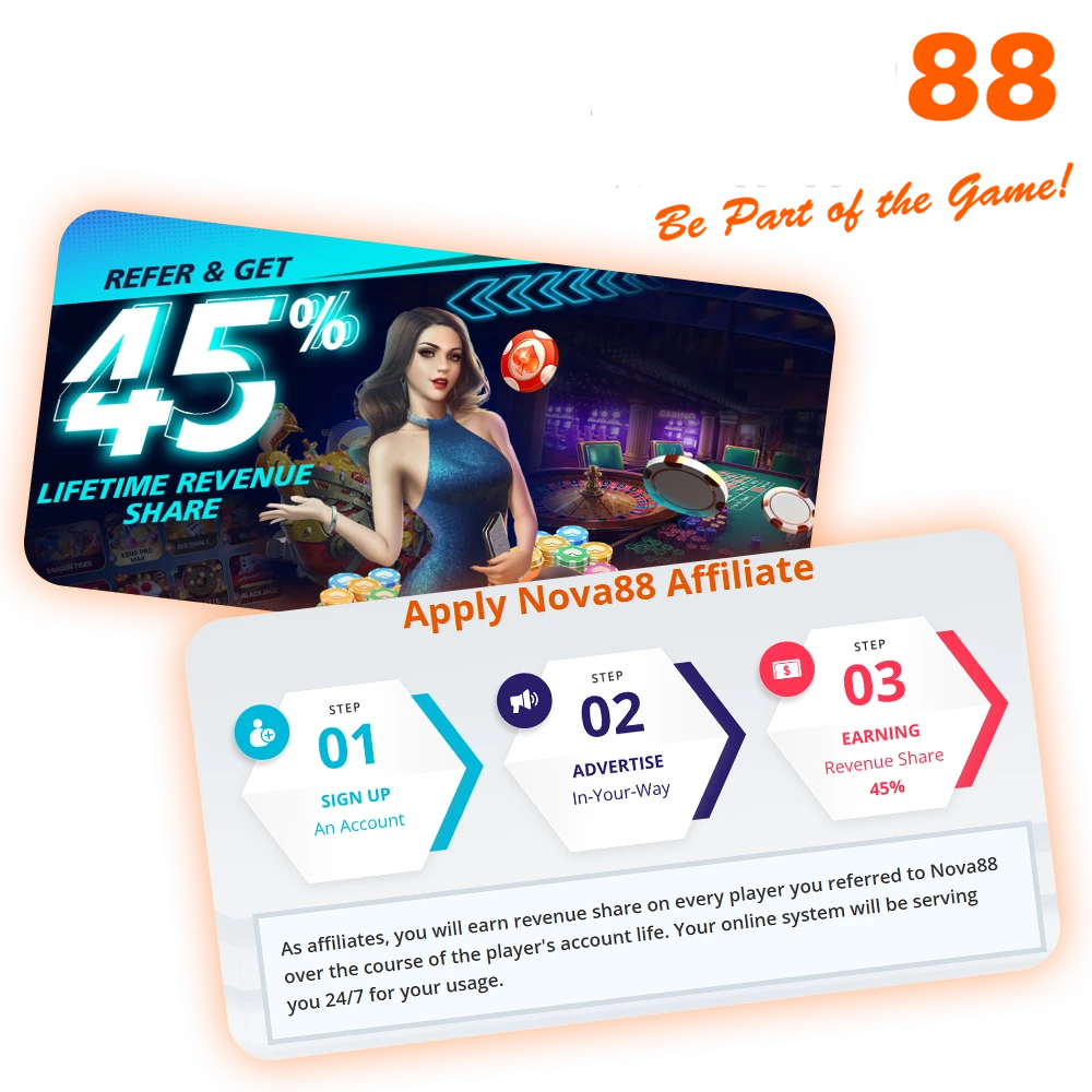 Nova88's affiliate program offers a way to earn by attracting new users.