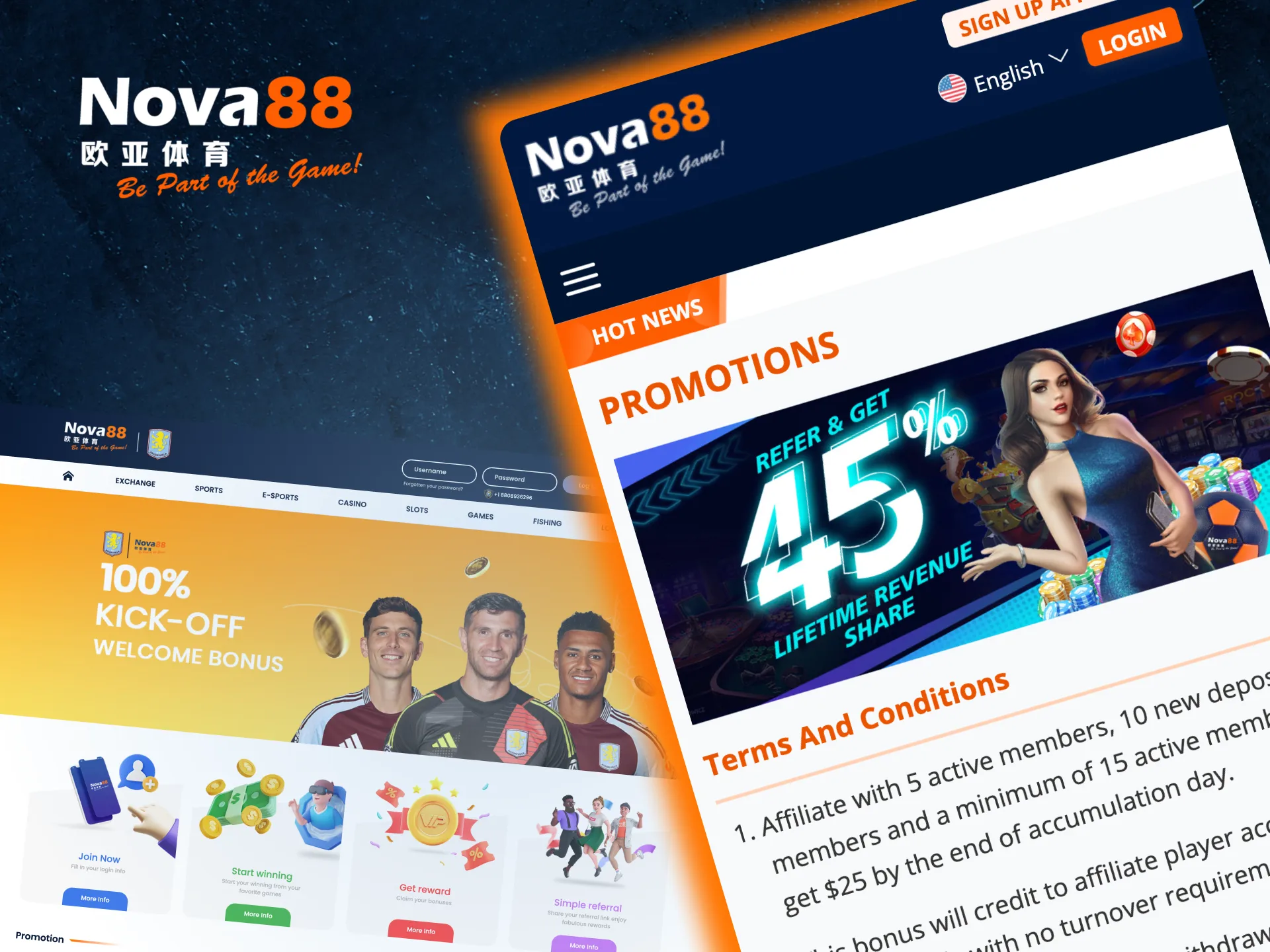 Enjoy transparency, an in-house platform, and tailored rewards as a Nova88 affiliate.