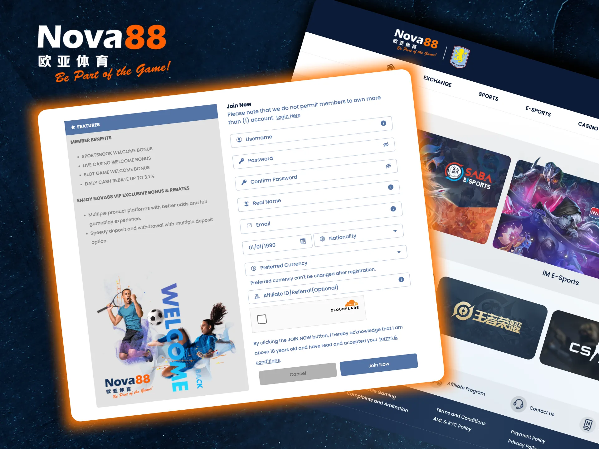 Join Nova88 esports: click ‘Register,’ enter your details, and start wagering today.