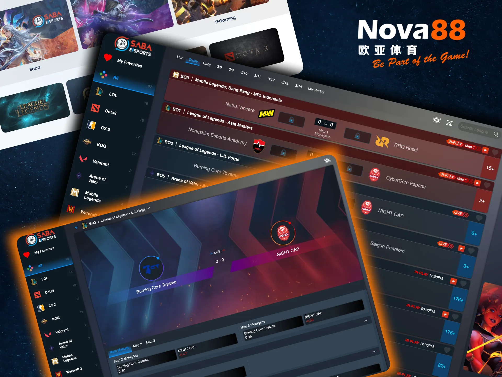 Easily place esports bets on Nova88 by registering, depositing, and choosing markets.