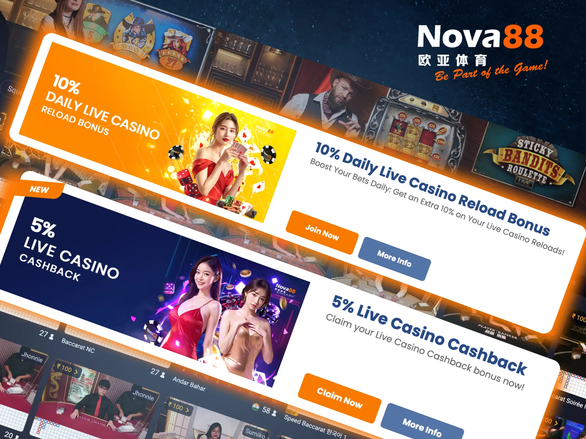 Claim Nova88’s live casino welcome bonus and enjoy extra funds for gaming.