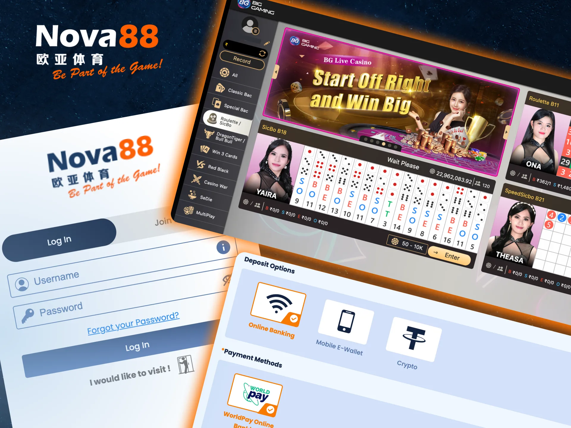 Select a live game on Nova88, decide your bet, and play at a virtual table.