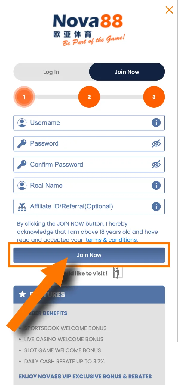 Complete your registration and start exploring Nova88's features right away.