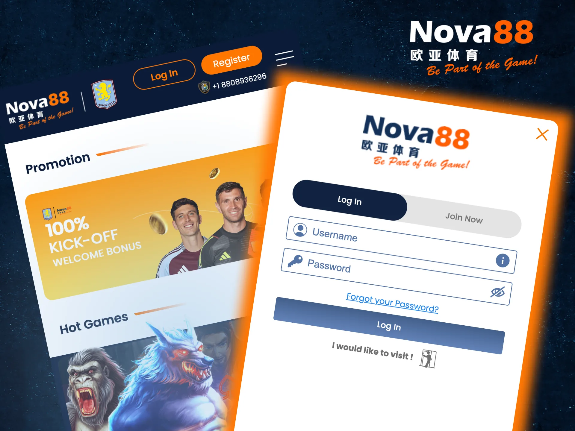 Enter your details on Nova88’s sign-in form and start playing in no time.