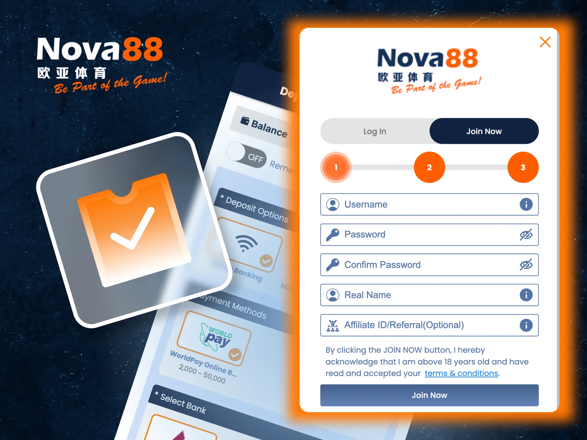 Create one account on Nova88 with truthful information and your own payment methods.